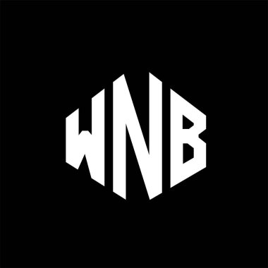 WNB letter logo design with polygon shape. WNB polygon and cube shape logo design. WNB hexagon vector logo template white and black colors. WNB monogram, business and real estate logo.