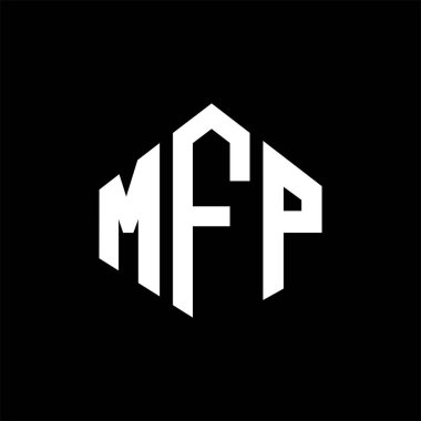 MFP letter logo design with polygon shape. MFP polygon and cube shape logo design. MFP hexagon vector logo template white and black colors. MFP monogram, business and real estate logo.