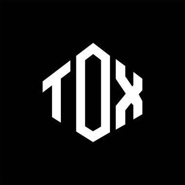 TOX letter logo design with polygon shape. TOX polygon and cube shape logo design. TOX hexagon vector logo template white and black colors. TOX monogram, business and real estate logo.