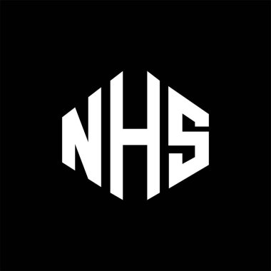 NHS letter logo design with polygon shape. NHS polygon and cube shape logo design. NHS hexagon vector logo template white and black colors. NHS monogram, business and real estate logo.