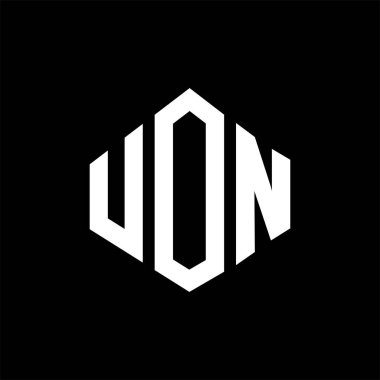 UON letter logo design with polygon shape. UON polygon and cube shape logo design. UON hexagon vector logo template white and black colors. UON monogram, business and real estate logo.