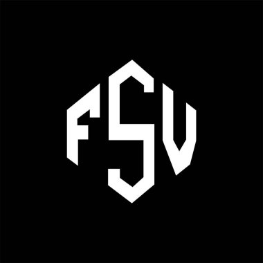 FSV letter logo design with polygon shape. FSV polygon and cube shape logo design. FSV hexagon vector logo template white and black colors. FSV monogram, business and real estate logo.