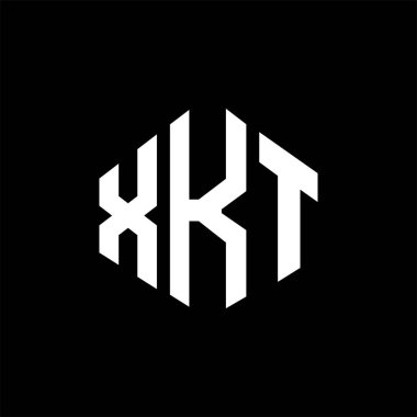 XKT letter logo design with polygon shape. XKT polygon and cube shape logo design. XKT hexagon vector logo template white and black colors. XKT monogram, business and real estate logo.