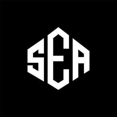 SEA letter logo design with polygon shape. SEA polygon and cube shape logo design. SEA hexagon vector logo template white and black colors. SEA monogram, business and real estate logo.