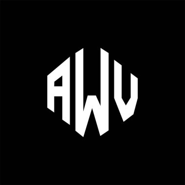 AWV letter logo design with polygon shape. AWV polygon and cube shape logo design. AWV hexagon vector logo template white and black colors. AWV monogram, business and real estate logo.