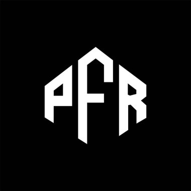 PFR letter logo design with polygon shape. PFR polygon and cube shape logo design. PFR hexagon vector logo template white and black colors. PFR monogram, business and real estate logo.
