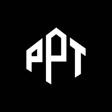 PPT letter logo design with polygon shape. PPT polygon and cube shape logo design. PPT hexagon vector logo template white and black colors. PPT monogram, business and real estate logo.