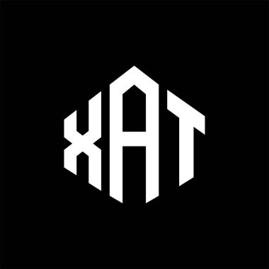 XAT letter logo design with polygon shape. XAT polygon and cube shape logo design. XAT hexagon vector logo template white and black colors. XAT monogram, business and real estate logo.