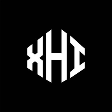 XHI letter logo design with polygon shape. XHI polygon and cube shape logo design. XHI hexagon vector logo template white and black colors. XHI monogram, business and real estate logo.