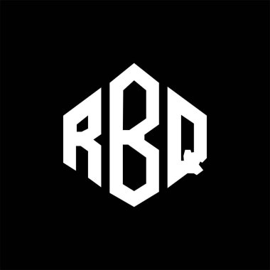 RBQ letter logo design with polygon shape. RBQ polygon and cube shape logo design. RBQ hexagon vector logo template white and black colors. RBQ monogram, business and real estate logo.
