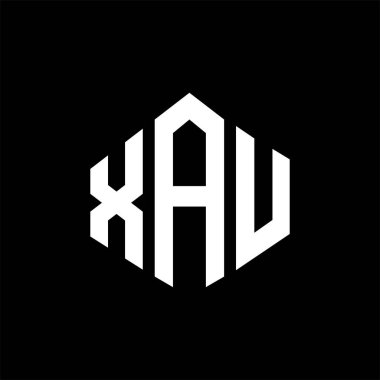 XAU letter logo design with polygon shape. XAU polygon and cube shape logo design. XAU hexagon vector logo template white and black colors. XAU monogram, business and real estate logo.