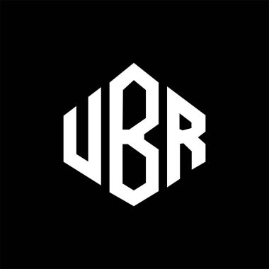 UBR letter logo design with polygon shape. UBR polygon and cube shape logo design. UBR hexagon vector logo template white and black colors. UBR monogram, business and real estate logo.