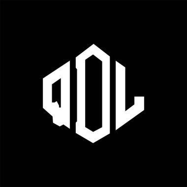 QDL letter logo design with polygon shape. QDL polygon and cube shape logo design. QDL hexagon vector logo template white and black colors. QDL monogram, business and real estate logo.