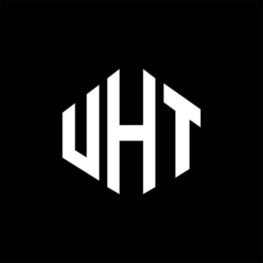 UHT letter logo design with polygon shape. UHT polygon and cube shape logo design. UHT hexagon vector logo template white and black colors. UHT monogram, business and real estate logo.