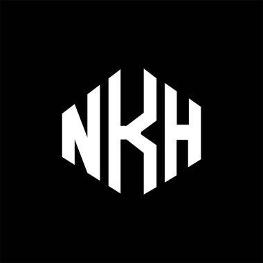 NKH letter logo design with polygon shape. NKH polygon and cube shape logo design. NKH hexagon vector logo template white and black colors. NKH monogram, business and real estate logo.