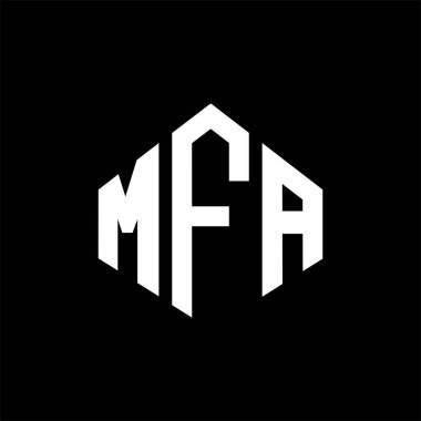 MFA letter logo design with polygon shape. MFA polygon and cube shape logo design. MFA hexagon vector logo template white and black colors. MFA monogram, business and real estate logo.