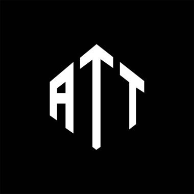 ATT letter logo design with polygon shape. ATT polygon and cube shape logo design. ATT hexagon vector logo template white and black colors. ATT monogram, business and real estate logo.