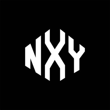 NXY letter logo design with polygon shape. NXY polygon and cube shape logo design. NXY hexagon vector logo template white and black colors. NXY monogram, business and real estate logo.
