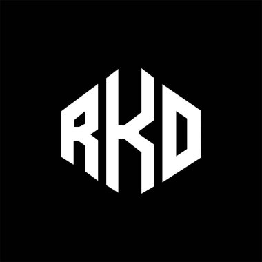 RKO letter logo design with polygon shape. RKO polygon and cube shape logo design. RKO hexagon vector logo template white and black colors. RKO monogram, business and real estate logo.