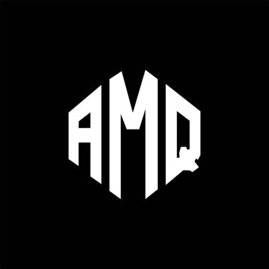 AMQ letter logo design with polygon shape. AMQ polygon and cube shape logo design. AMQ hexagon vector logo template white and black colors. AMQ monogram, business and real estate logo.