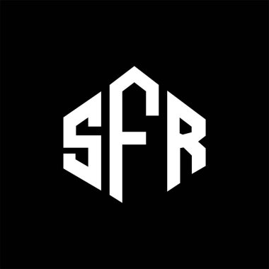 SFR letter logo design with polygon shape. SFR polygon and cube shape logo design. SFR hexagon vector logo template white and black colors. SFR monogram, business and real estate logo.