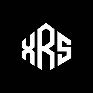 XRS letter logo design with polygon shape. XRS polygon and cube shape logo design. XRS hexagon vector logo template white and black colors. XRS monogram, business and real estate logo.