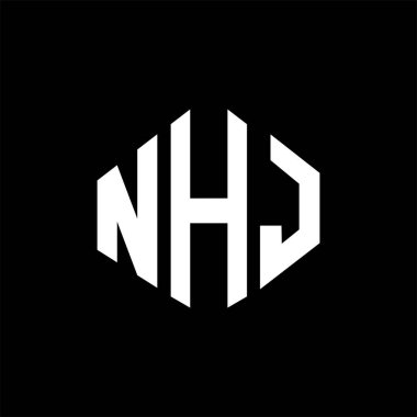NHJ letter logo design with polygon shape. NHJ polygon and cube shape logo design. NHJ hexagon vector logo template white and black colors. NHJ monogram, business and real estate logo.