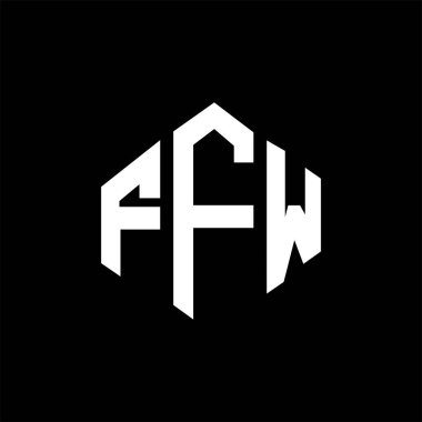 FFW letter logo design with polygon shape. FFW polygon and cube shape logo design. FFW hexagon vector logo template white and black colors. FFW monogram, business and real estate logo.