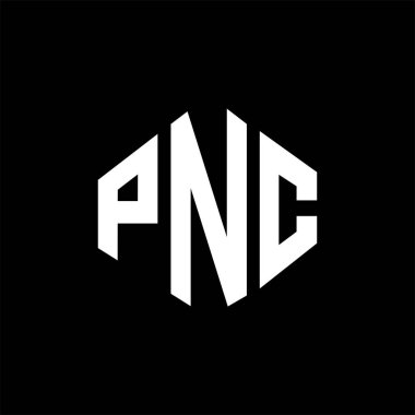 Çokgen şekilli PNC harf logosu tasarımı. PNC çokgen ve küp şeklinde logo tasarımı. PNC altıgen vektör logo şablonu beyaz ve siyah renkler. PNC monogramı, iş ve emlak logosu.