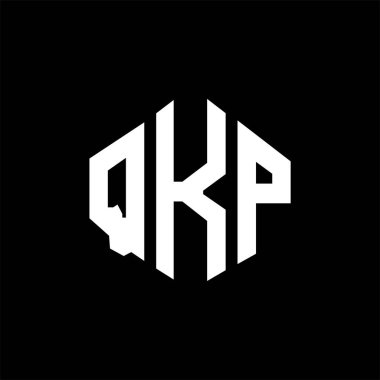 Çokgen şekilli QKP harf logosu tasarımı. QKP çokgen ve küp şeklinde logo tasarımı. QKP altıgen vektör logosu şablonu beyaz ve siyah renkler. QKP monogramı, iş ve emlak logosu.