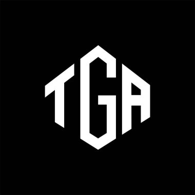 TGA letter logo design with polygon shape. TGA polygon and cube shape logo design. TGA hexagon vector logo template white and black colors. TGA monogram, business and real estate logo.