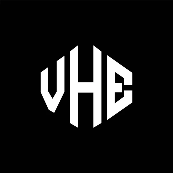 Çokgen Şekilli Vhe Harf Logosu Tasarımı Vhe Çokgen Küp Şeklindeki — Stok Vektör