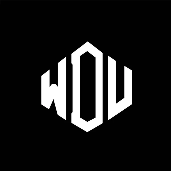 ポリゴン形状のWdu文字ロゴデザイン Wduポリゴンとキューブ形状のロゴデザイン Wdu六角形ベクトルロゴテンプレート白と黒の色 Wduモノグラム ビジネスや不動産のロゴ — ストックベクタ