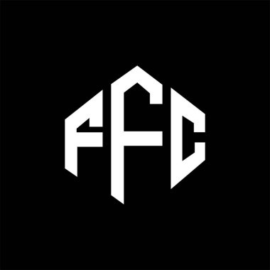 Çokgen şekilli FFC harf logosu tasarımı. FFC çokgen ve küp şeklinde logo tasarımı. FFC altıgen vektör logosu beyaz ve siyah renkler. FFC başlık, iş ve emlak logosu.