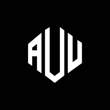 AUU letter logo design with polygon shape. AUU polygon and cube shape logo design. AUU hexagon vector logo template white and black colors. AUU monogram, business and real estate logo.