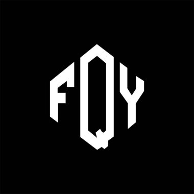 FQY letter logo design with polygon shape. FQY polygon and cube shape logo design. FQY hexagon vector logo template white and black colors. FQY monogram, business and real estate logo.