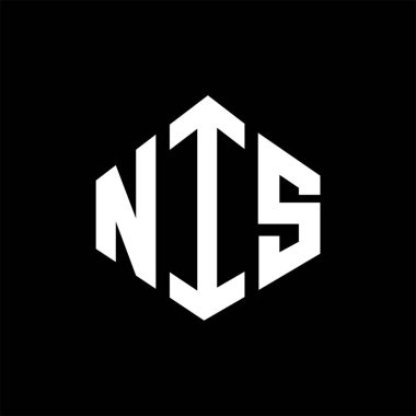 NIS letter logo design with polygon shape. NIS polygon and cube shape logo design. NIS hexagon vector logo template white and black colors. NIS monogram, business and real estate logo.