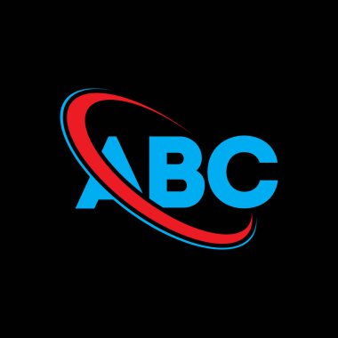ABC logosu. ABC mektubu. ABC harfli logo tasarımı. Çevresel ABC logosu daire ve büyük harfli monogram logosuyla bağlantılı. Teknoloji, iş ve emlak markası için ABC tipografisi.