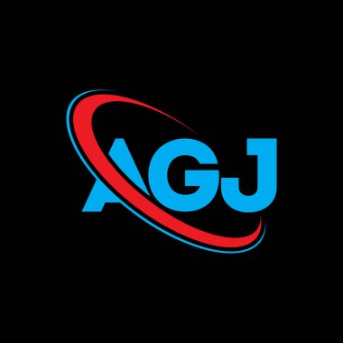 AGJ logosu. AGJ mektubu. AGJ harf logosu tasarımı. Çember ve büyük harfli monogram logosuna bağlı baş harfler AGJ logosu. Teknoloji, iş ve emlak markası için AGJ tipografisi.