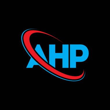 AHP logosu. AHP mektubu. AHP harf logosu tasarımı. Çember ve büyük harfli monogram logosuna bağlı AHP logosu. Teknoloji, iş ve emlak markası için AHP tipografisi.