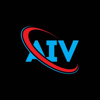 AIV logosu. AIV harfi. AIV harfli logo tasarımı. Çember ve büyük harfli monogram logosuna bağlı AIV logosu. Teknoloji, iş ve emlak markası için AIV tipografisi.