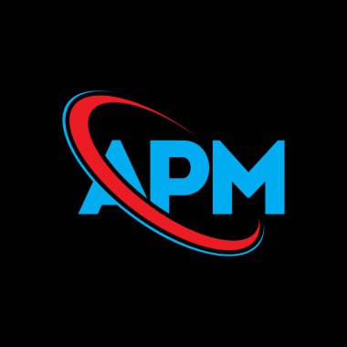 APM logo. APM letter. APM letter logo design. Initials APM logo linked with circle and uppercase monogram logo. APM typography for technology, business and real estate brand.