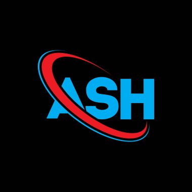 ASH logosu. Mektup. ASH mektup logosu tasarımı. Çember ve büyük harfli monogram logosuyla birleştirilmiş ASH logosu. Teknoloji, iş ve emlak markası için ASH tipografisi.