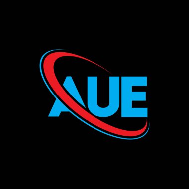 AUE logosu. AUE mektubu. AUE harf logosu tasarımı. AUE logosunun baş harfleri daire ve büyük harfli monogram logosuna bağlı. Teknoloji, iş ve emlak markası için AUE tipografisi.