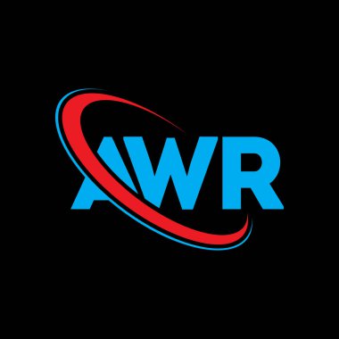 AWR logosu. AWR mektubu. AWR harf logosu tasarımı. Çember ve büyük harfli monogram logosuna bağlı AWR logosu. Teknoloji, iş ve emlak markası için AWR tipografisi.