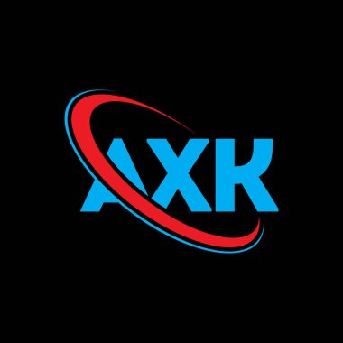 AXK logosu. AXK mektubu. AXK harf logosu tasarımı. Çember ve büyük harfli monogram logosuna bağlı AXK logosu. Teknoloji, iş ve emlak markası için AXK tipografisi.