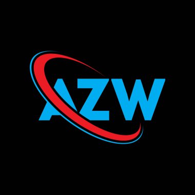 AZW logosu. AZW harfi. AZW harfli logo tasarımı. Çember ve büyük harfli monogram logosuna bağlı baş harfler AZW logosu. Teknoloji, iş ve emlak markası için AZW tipografisi.