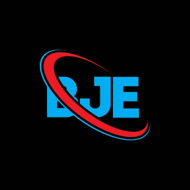 BJE logosu. BJE mektubu. BJE harf logosu tasarımı. Çember ve büyük harfli monogram logosuyla birleştirilmiş BJE logosu. Teknoloji, iş ve emlak markası için BJE tipografisi.