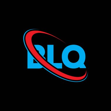 BLQ logosu. Mangal partisi mektubu. BLQ harfli logo tasarımı. Çember ve büyük harfli monogram logosuna bağlı baş harfler. Teknoloji, iş ve emlak markası için BLQ tipografisi.