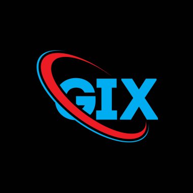 Gix logosu. GİX mektubu. GIX harfli logo tasarımı. Çember ve büyük harfli monogram logosuyla birleştirilmiş GIX logosu. Teknoloji, iş ve emlak markası için GIX tipografisi.